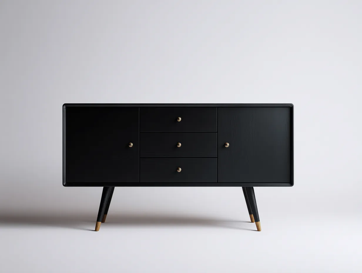 Dielenschränke-Massivholz-Metall-178x45x79 cm-Schwarz-Modern-Roomgohub