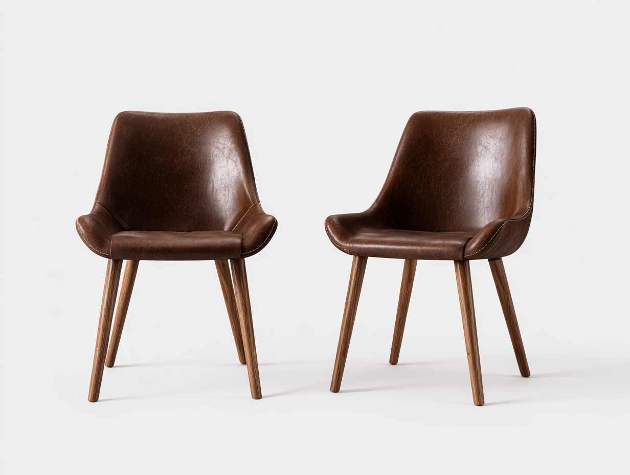 Sedia da pranzo-pelle sintetica-legno-48x57x85 cm-marrone-stile moderno-Luxegohut