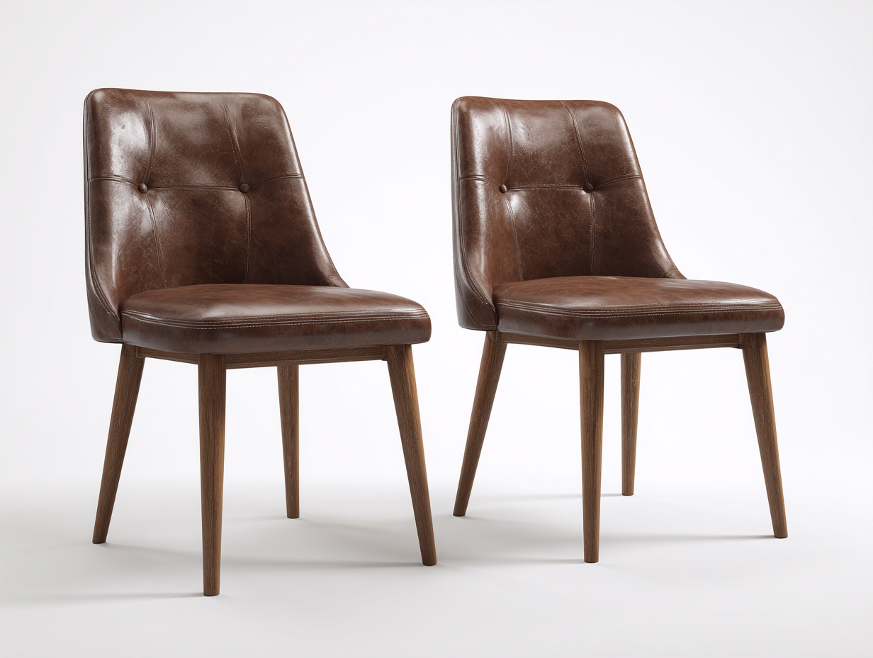 Sedia da pranzo-pelle sintetica-legno-54x57x86 cm-marrone-stile moderno-Luxegohut