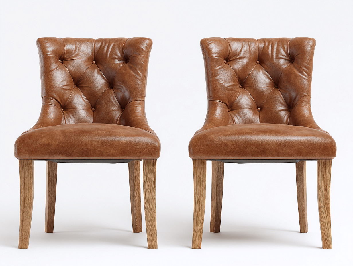 Sedia da pranzo-pelle sintetica-legno-50x59x88 cm-marrone-stile classico-Luxegohut