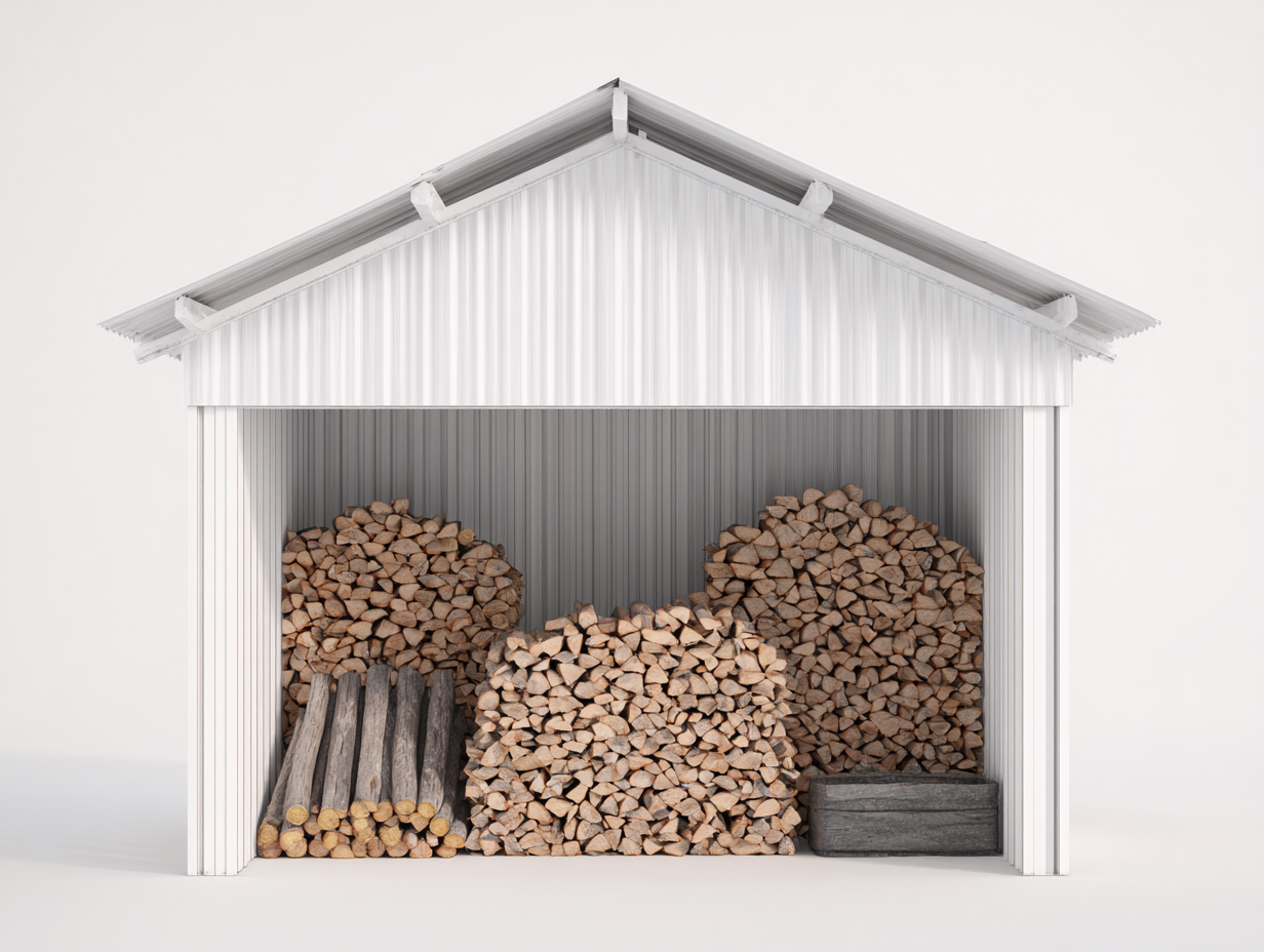 Portalegna-Legno-Metallo-210x90x185 cm-Bianco-Grigio-Stile funzionale-Luxegohut