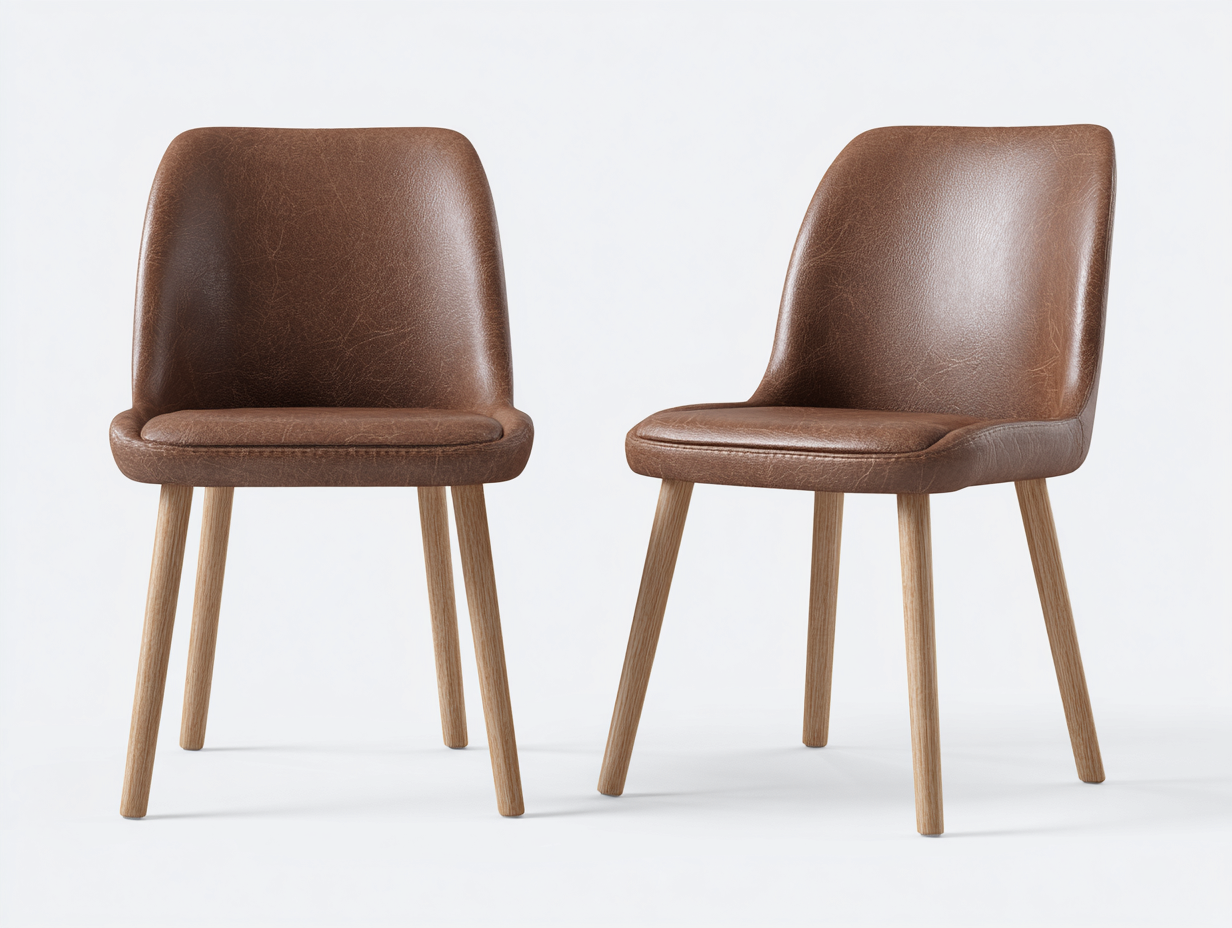 Sedia da pranzo-pelle sintetica-legno-46x54x84 cm-marrone-stile moderno-Luxegohut