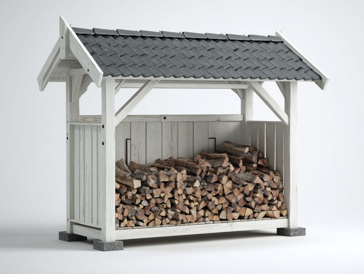 Portalegna-Legno-Metallo-195x80x175 cm-Bianco-Grigio-Stile rustico-Luxegohut