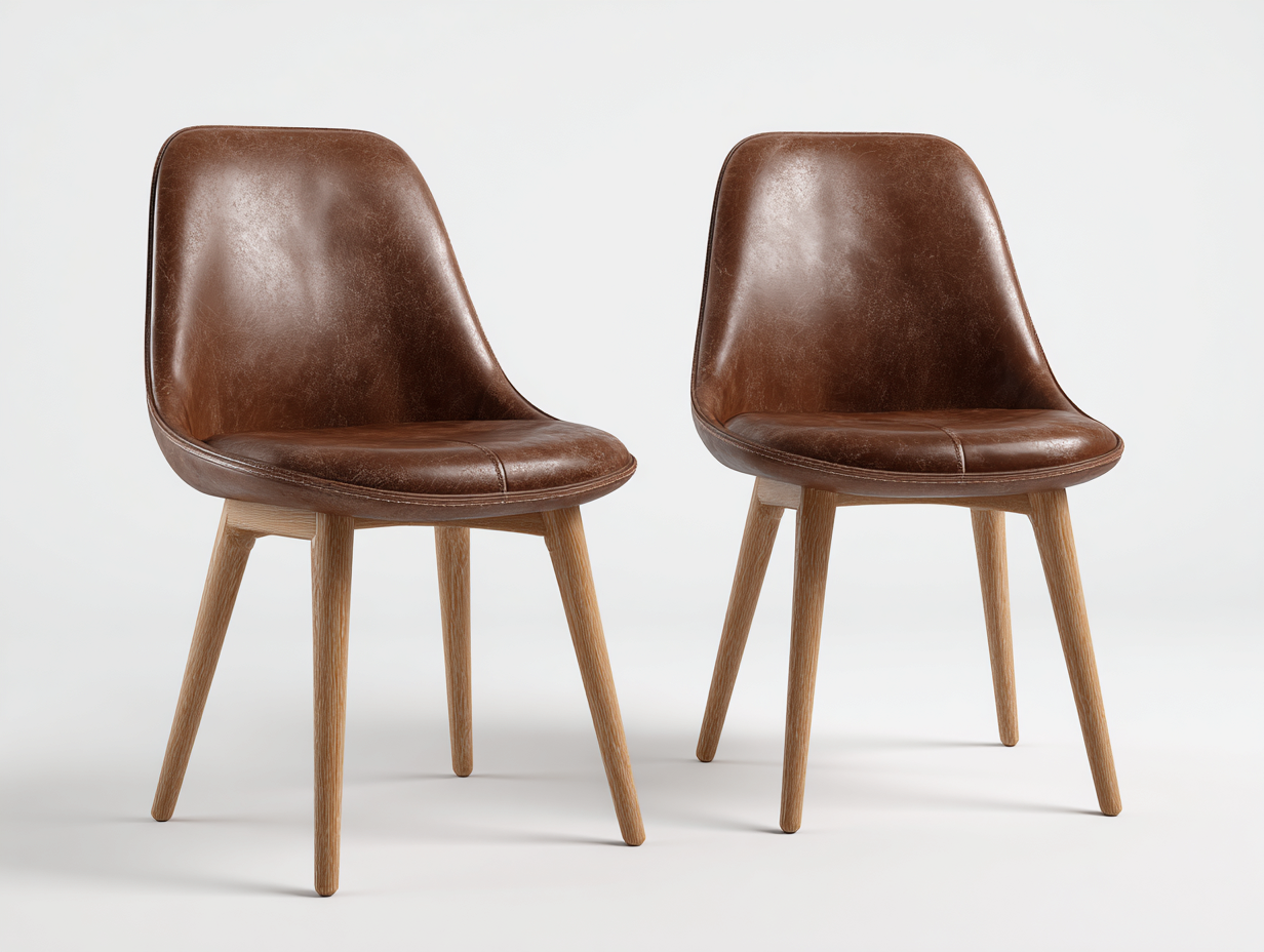 Sedia da pranzo-pelle sintetica-legno-52x58x87 cm-marrone-stile contemporaneo-Luxegohut