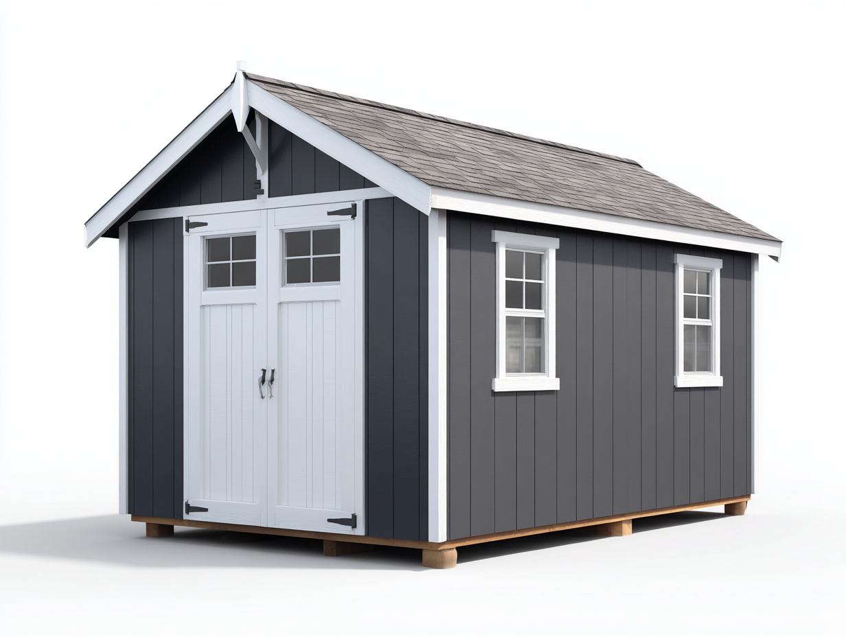 Abri de jardin en bois avec toit double pente 240x180x220 cm - Gris-Blanc - Style classique-Roommyden