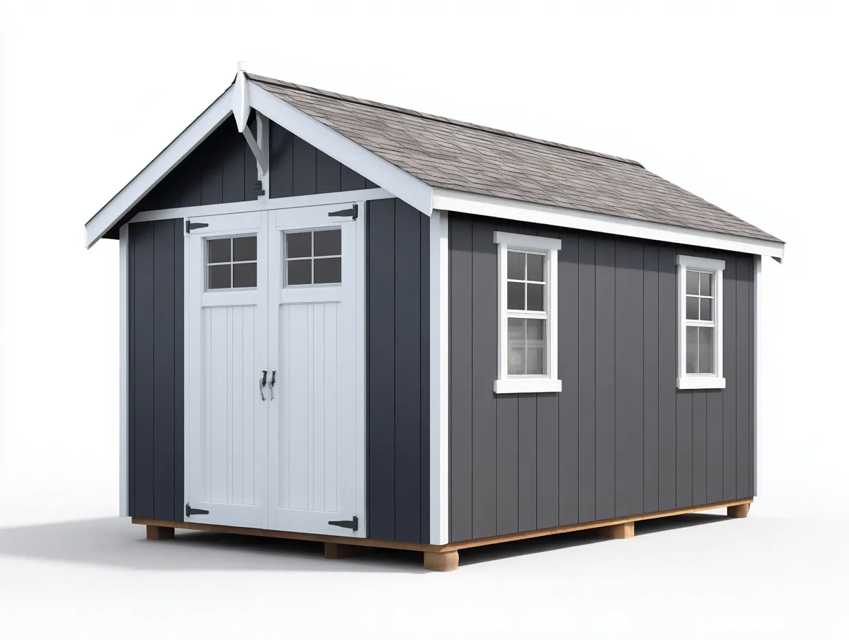 Abri de jardin en bois avec toit double pente 240x180x220 cm - Gris-Blanc - Style classique-Roommyden