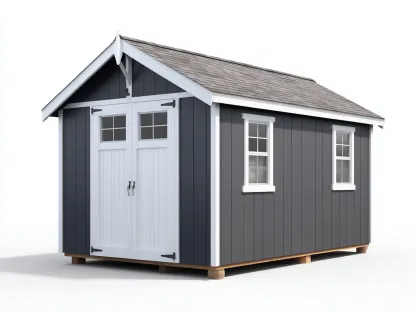 Abri de jardin en bois avec toit double pente 240x180x220 cm - Gris-Blanc - Style classique-Roommyden