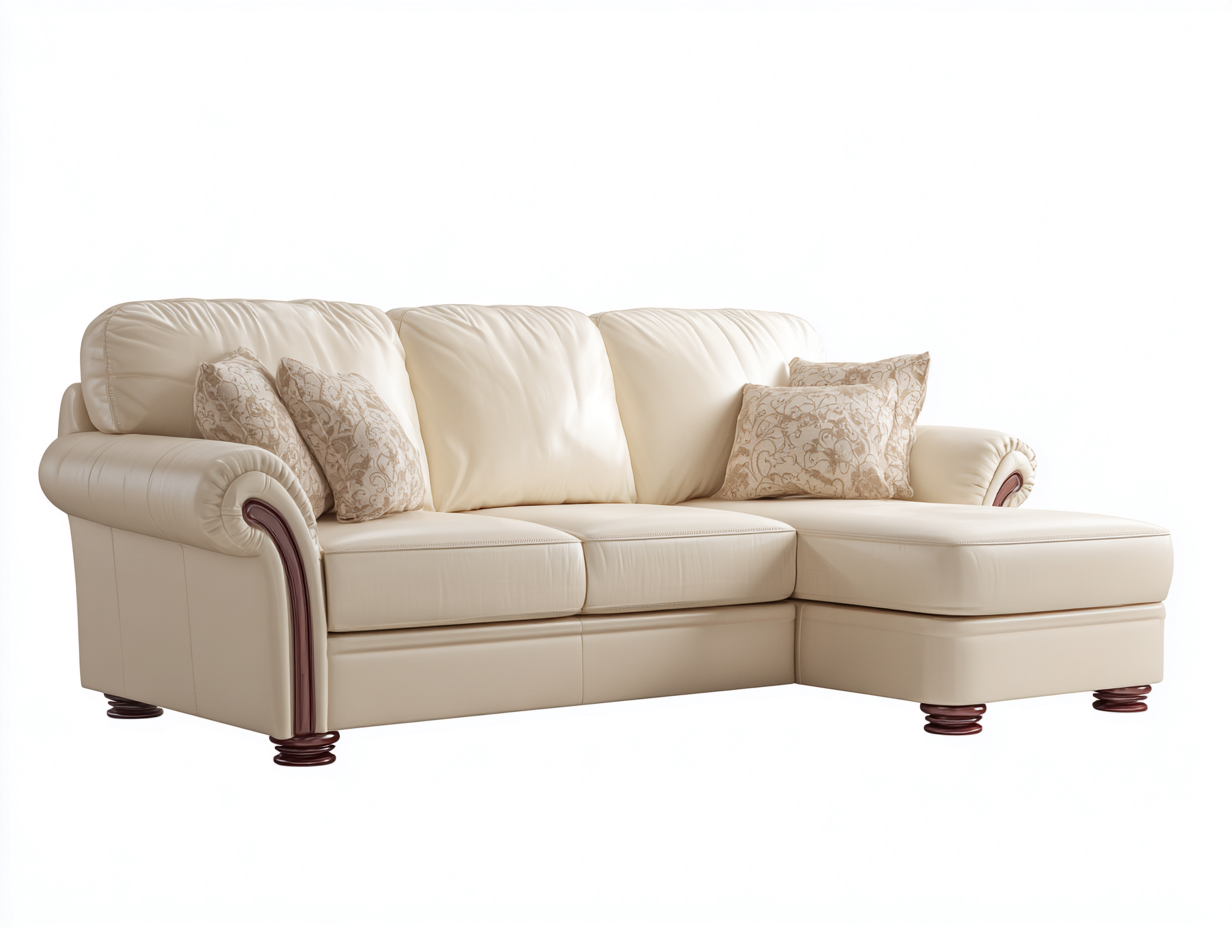 Canapé d'angle revêtement similicuir 235x160x90 cm - crème - style classique-Roommyden