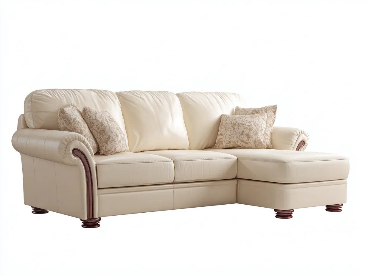 Canapé d'angle revêtement similicuir 235x160x90 cm - crème - style classique-Roommyden