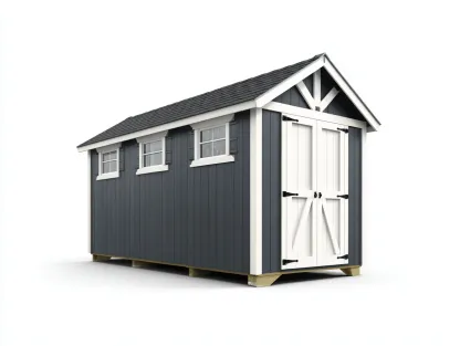 Abri de jardin structure bois 240x180x220 cm - gris anthracite-blanc - style classique-Roommyden