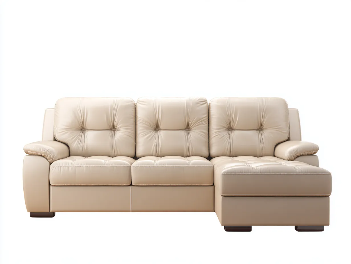 Canapé d'angle revêtement cuir rembourré 260x170x85 cm - Beige - Confort contemporain-Roommyden