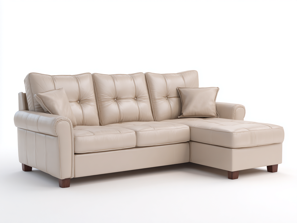 Canapé d'angle en similicuir rembourré 250x160x85 cm - Beige - Design contemporain-Roommyden