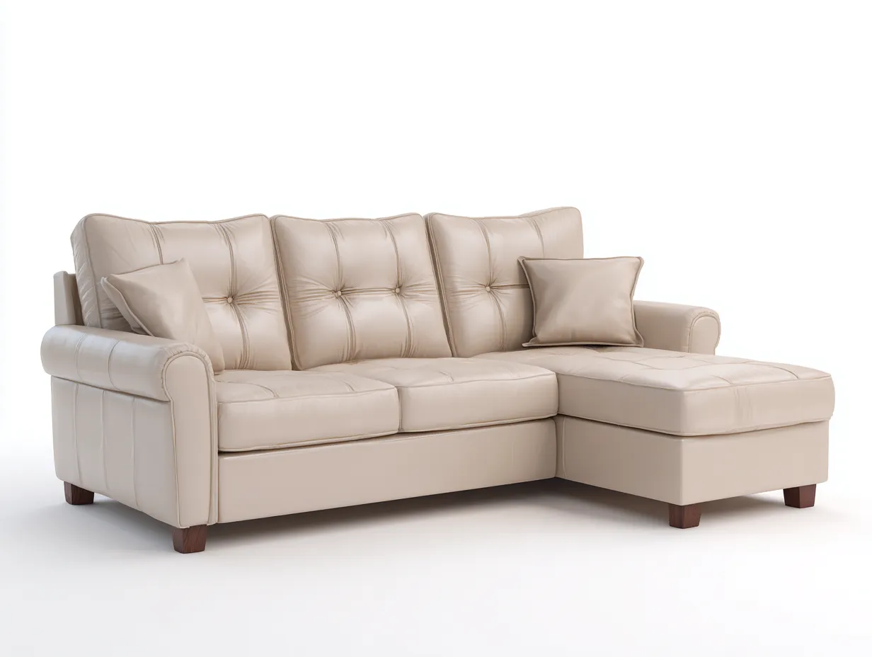 Canapé d'angle en similicuir rembourré 250x160x85 cm - Beige - Design contemporain-Roommyden