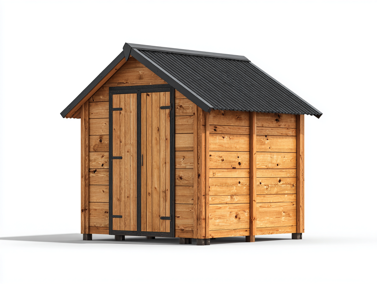 Abri de jardin en bois avec toit double pente 210x160x215 cm - Bois naturel - Style rustique-Roommyden