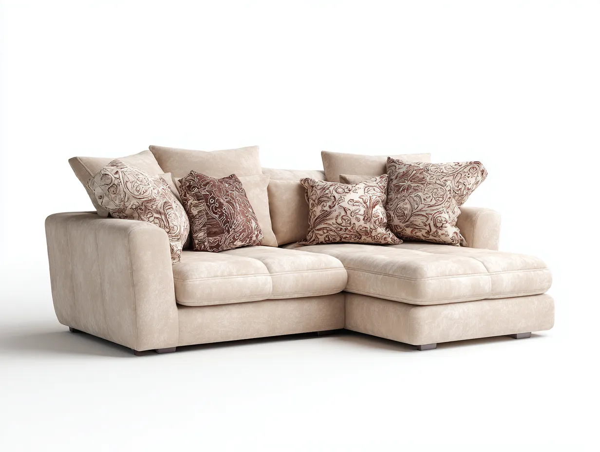 Canapé d'angle revêtement tissu 240x160x85 cm - beige clair - style contemporain-Roommyden