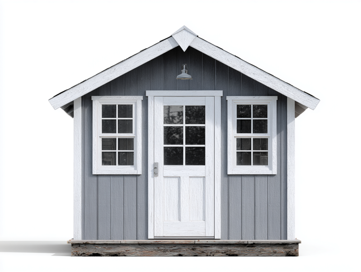 Abri de jardin structure bois 200x160x215 cm - gris clair-blanc - style traditionnel-Roommyden