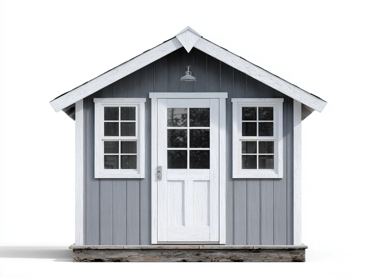 Abri de jardin structure bois 200x160x215 cm - gris clair-blanc - style traditionnel-Roommyden