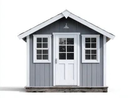 Abri de jardin structure bois 200x160x215 cm - gris clair-blanc - style traditionnel-Roommyden