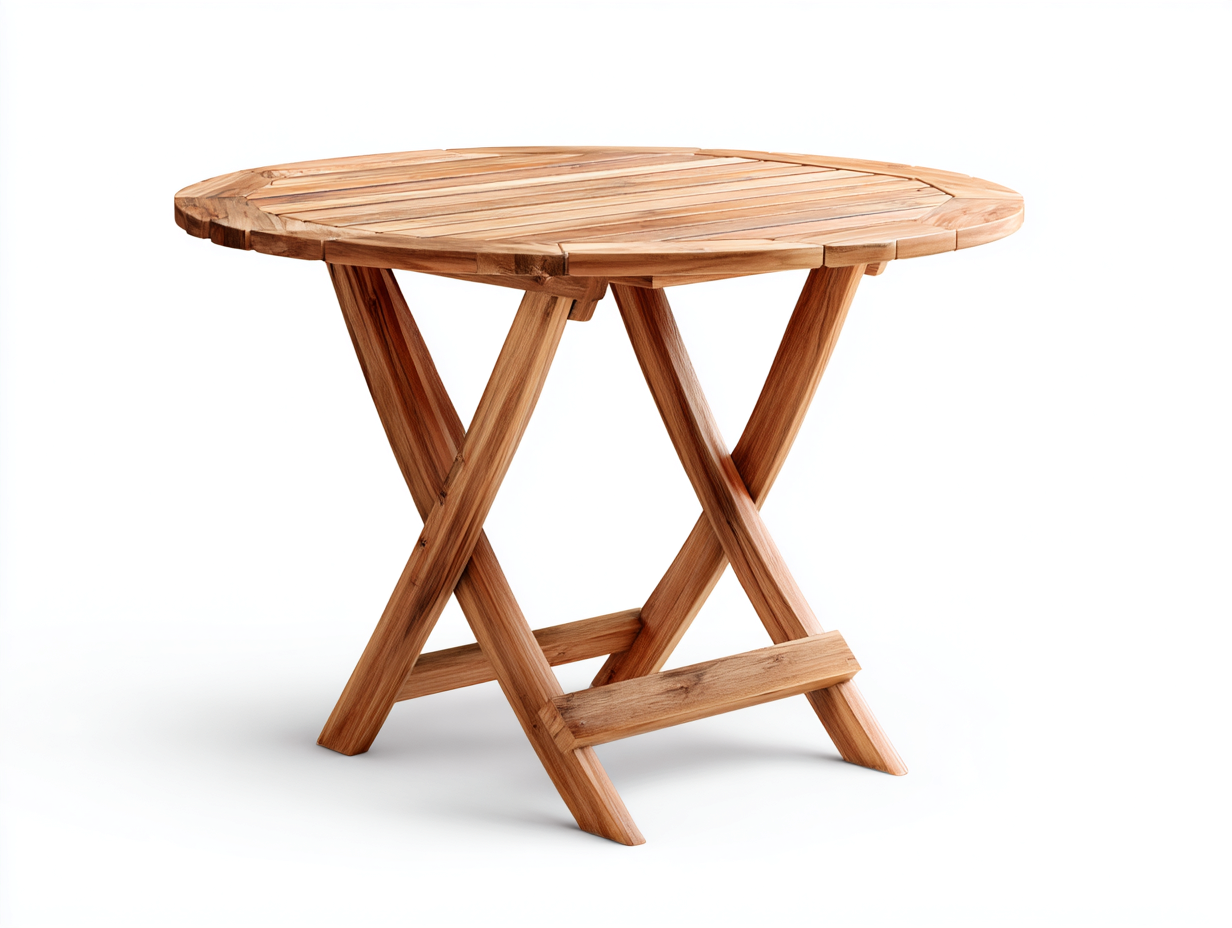 Table de jardin ronde en bois 90x90x75 cm - bois naturel - usage extérieur-Roommyden