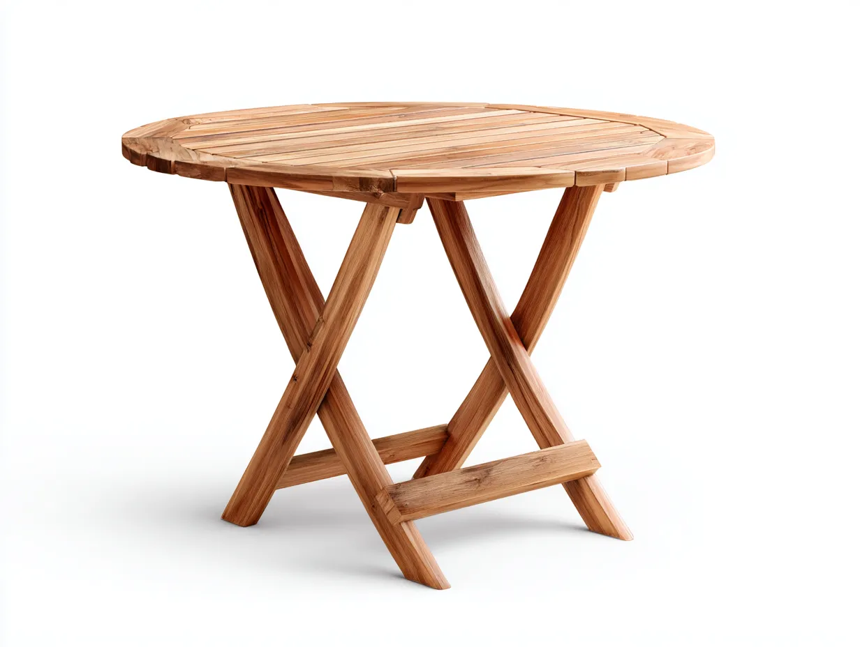 Table de jardin ronde en bois 90x90x75 cm - bois naturel - usage extérieur-Roommyden