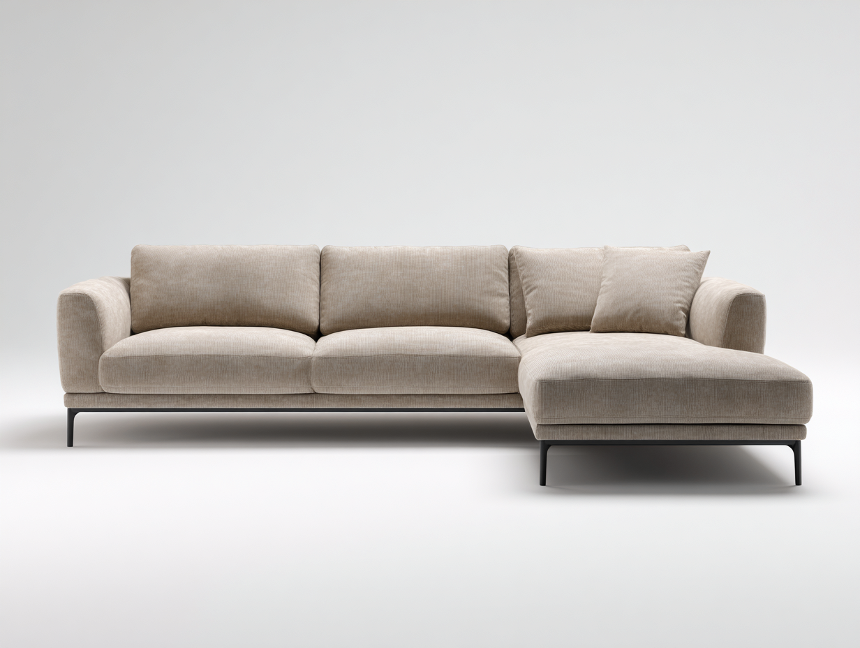 Canapé d'angle revêtement tissu rembourré 275x170x85 cm - Beige - Design contemporain-Roommyden