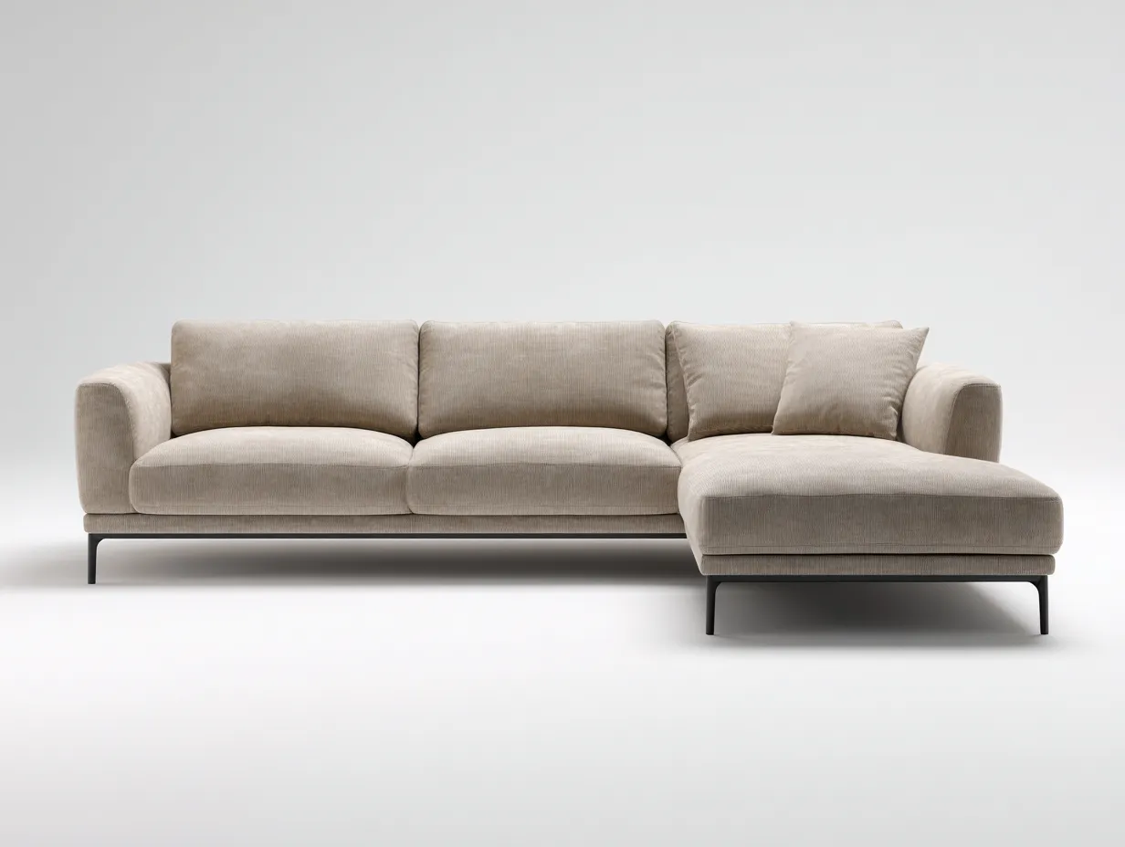 Canapé d'angle revêtement tissu rembourré 275x170x85 cm - Beige - Design contemporain-Roommyden