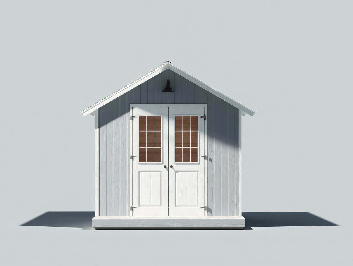 Abri de jardin en bois 180x150x220 cm - gris-blanc - toit à deux pentes-Roommyden