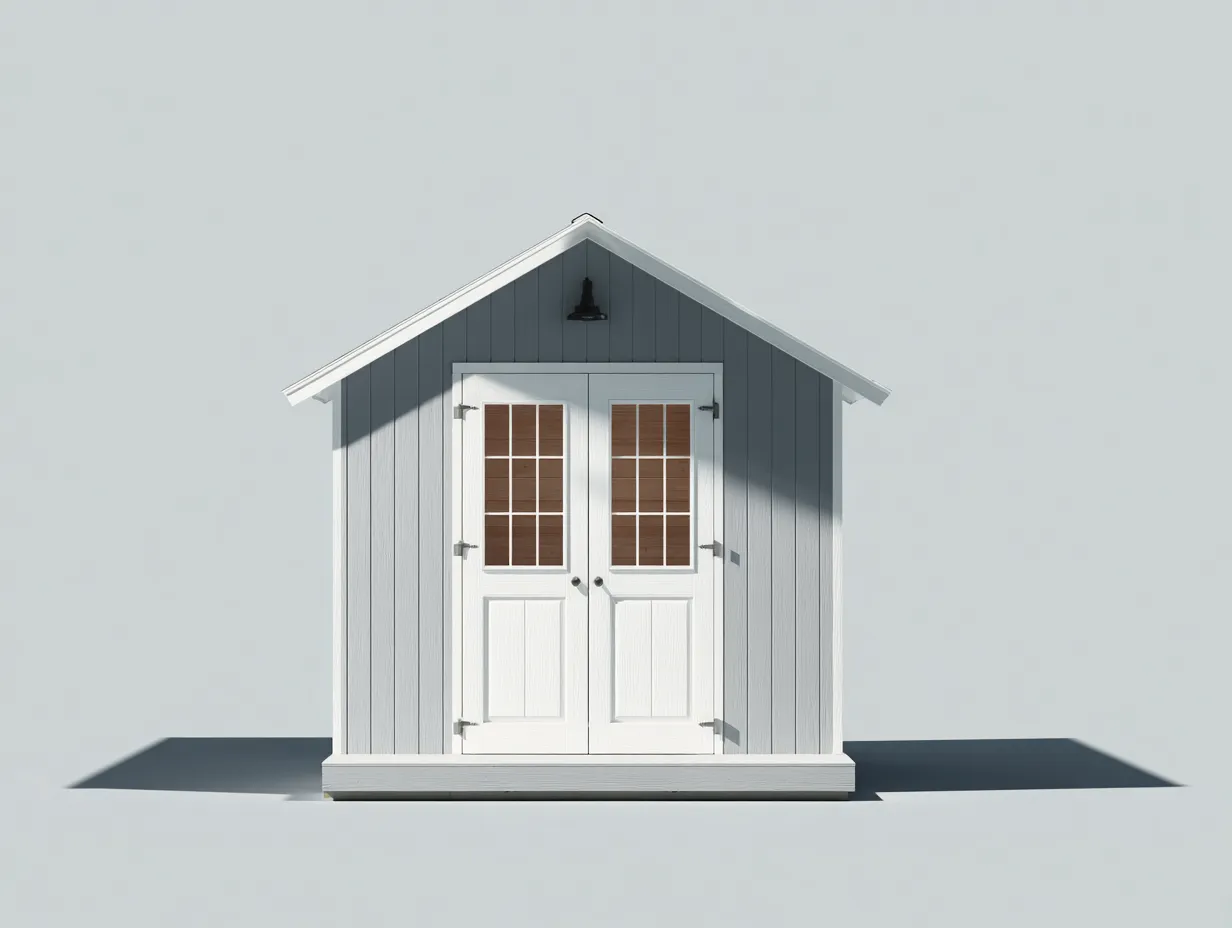 Abri de jardin en bois 180x150x220 cm - gris-blanc - toit à deux pentes-Roommyden