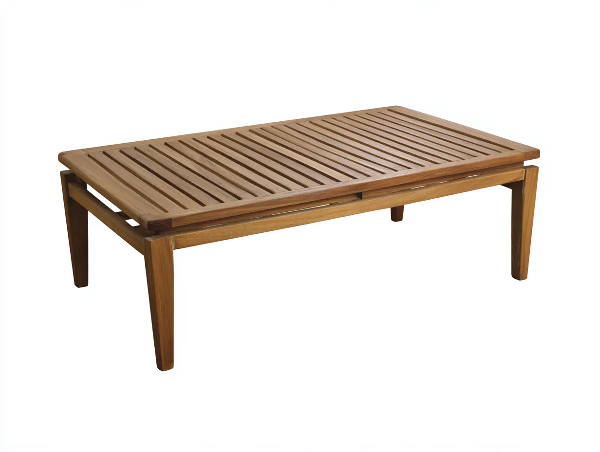 Table de jardin en bois lattes 150x80x75 cm - Bois naturel - Design extérieur contemporain-Roommyden