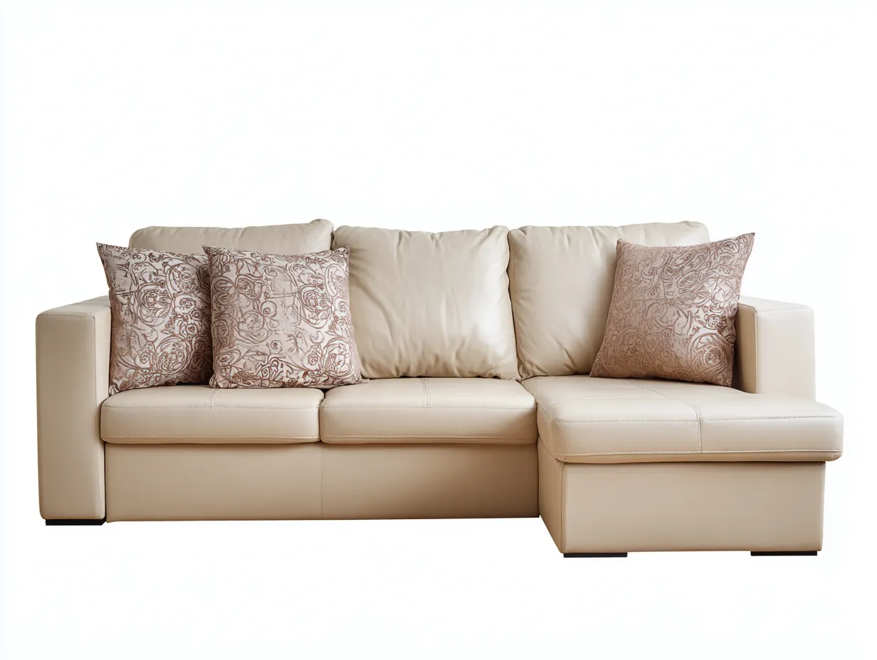 Canapé d'angle en cuir 260x165x85 cm - beige - confort pour salon-Roommyden