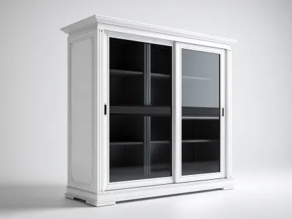 Armoire finition laquée avec portes coulissantes vitrées 120x45x200 cm - blanc - style classique-Havengetloft