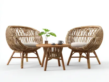 Salon de jardin pour terrasse en rotin bois 2 fauteuils 78x72x78 cm et table 60x60x45 cm - naturel - style contemporain-Havengetloft