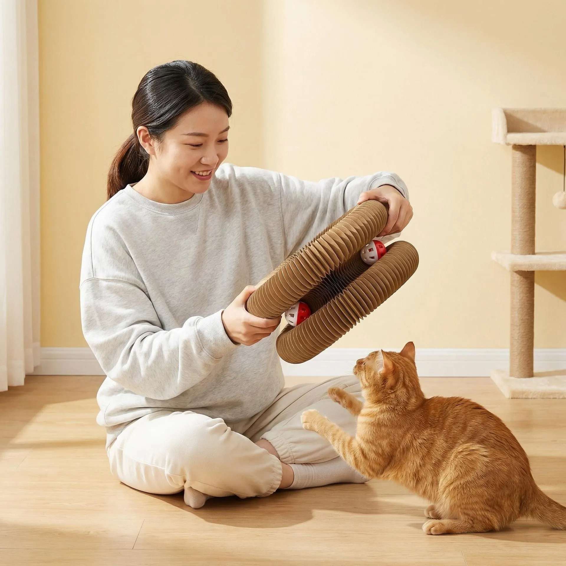 New World Cup Football Cat Toy Bell Ball, Retractable Cat Scratcher, Magnetic Multi-Function Cat Toy