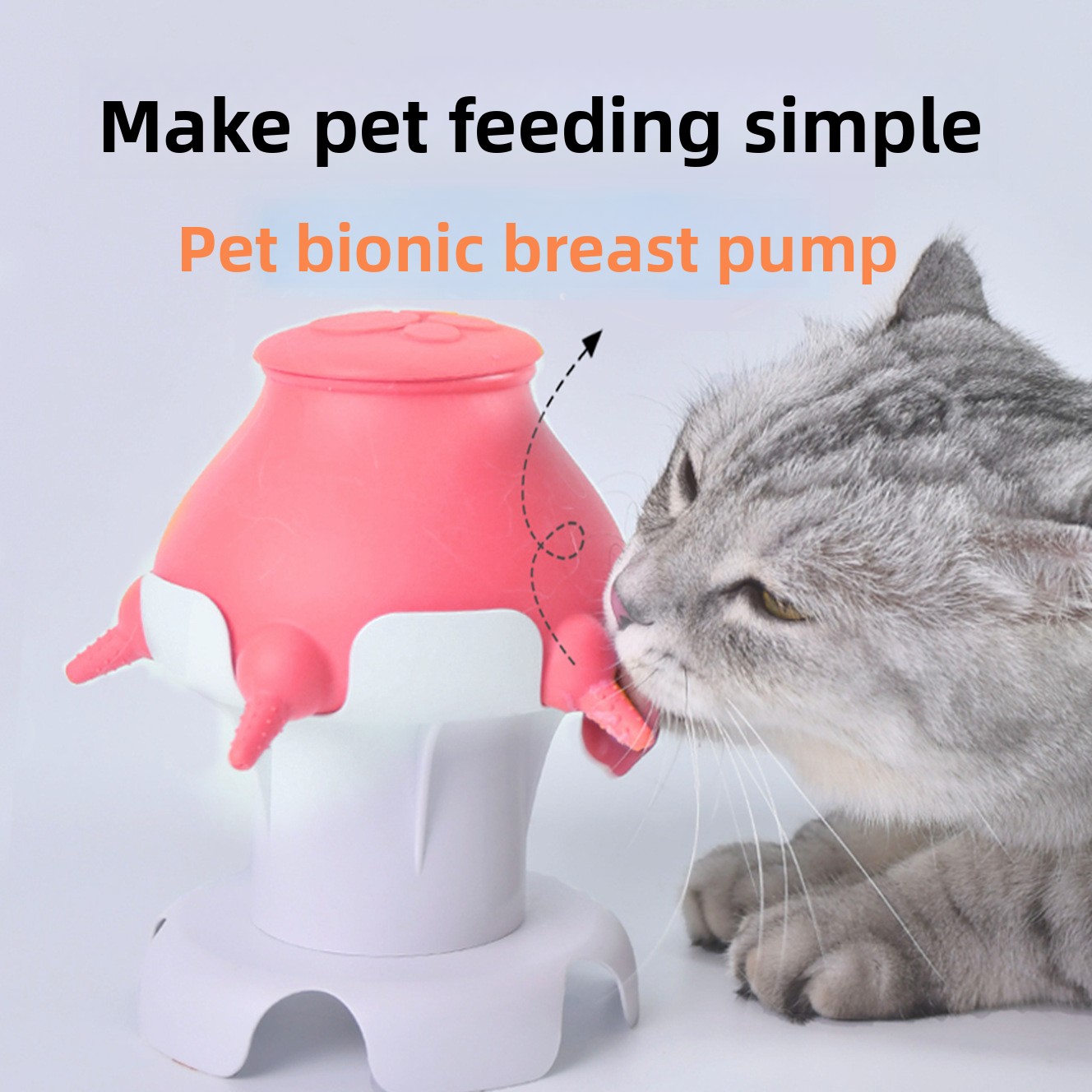 Pet bionic feeding device, equipped with 4 soft pacifiers, silicone suction cup anti-dumping design, suitable for kittens, puppies, rabbits and small newborn pets feeding supplies