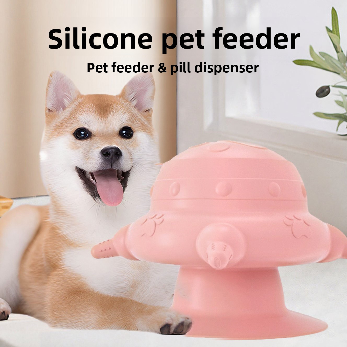 Pet bionic feeding device, equipped with 4 soft pacifiers, silicone suction cup anti-dumping design, suitable for kittens, puppies, rabbits and small newborn pets feeding supplies