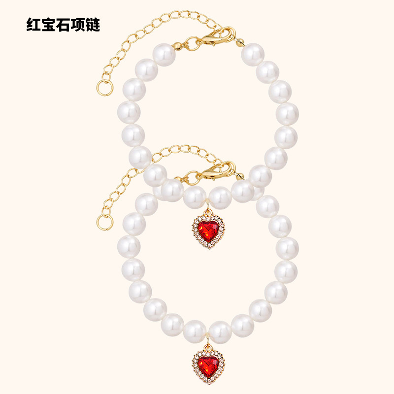 Bow tie collar, pearl fashion accessory collar, pet accessory, pearl bone pendant necklace, cat and dog collar