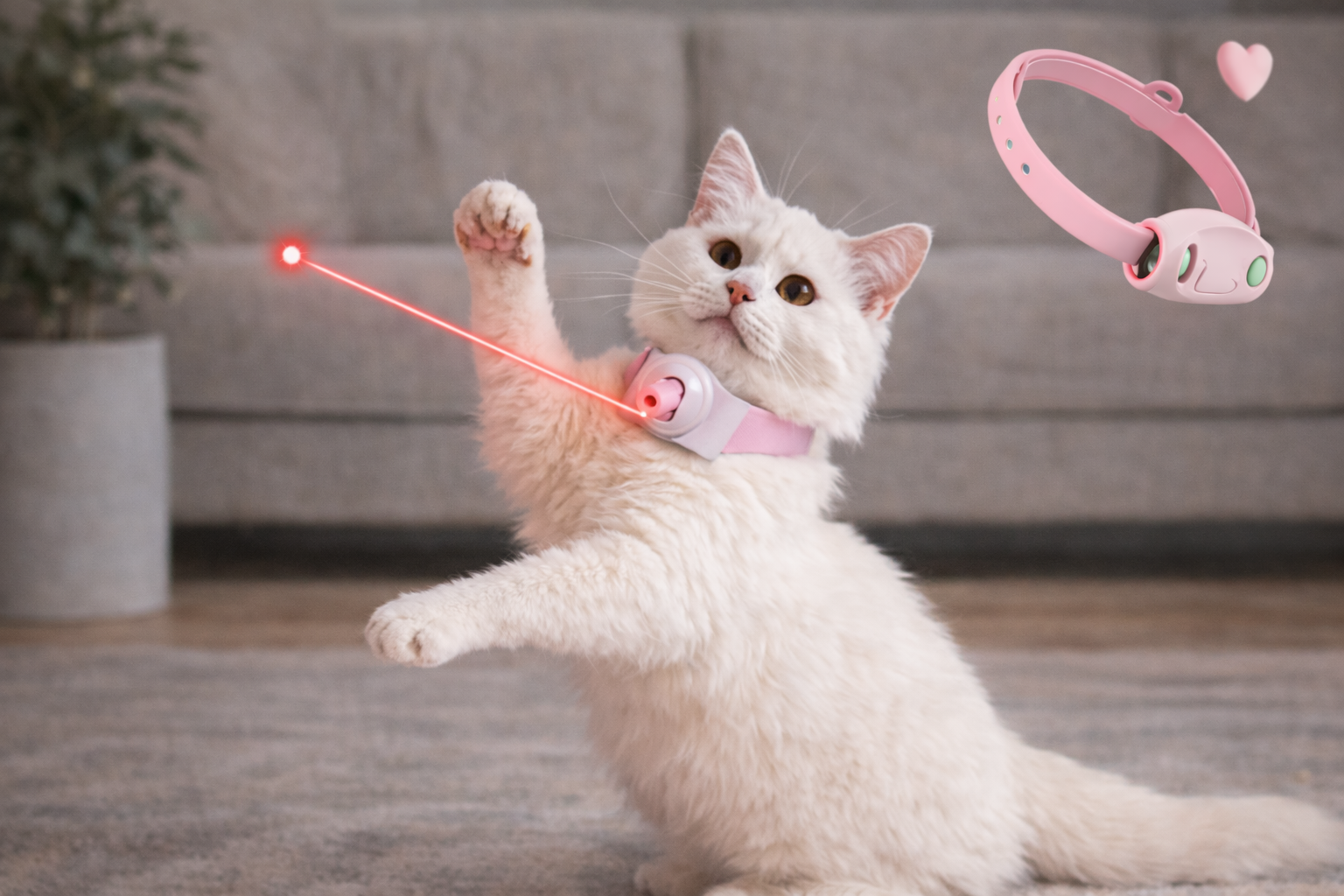 Cat Collar Laser Toy with Red Light, Interactive Cat Laser Toy for Bored Indoor Cats, Rechargeable Electric Laser Collar Toy