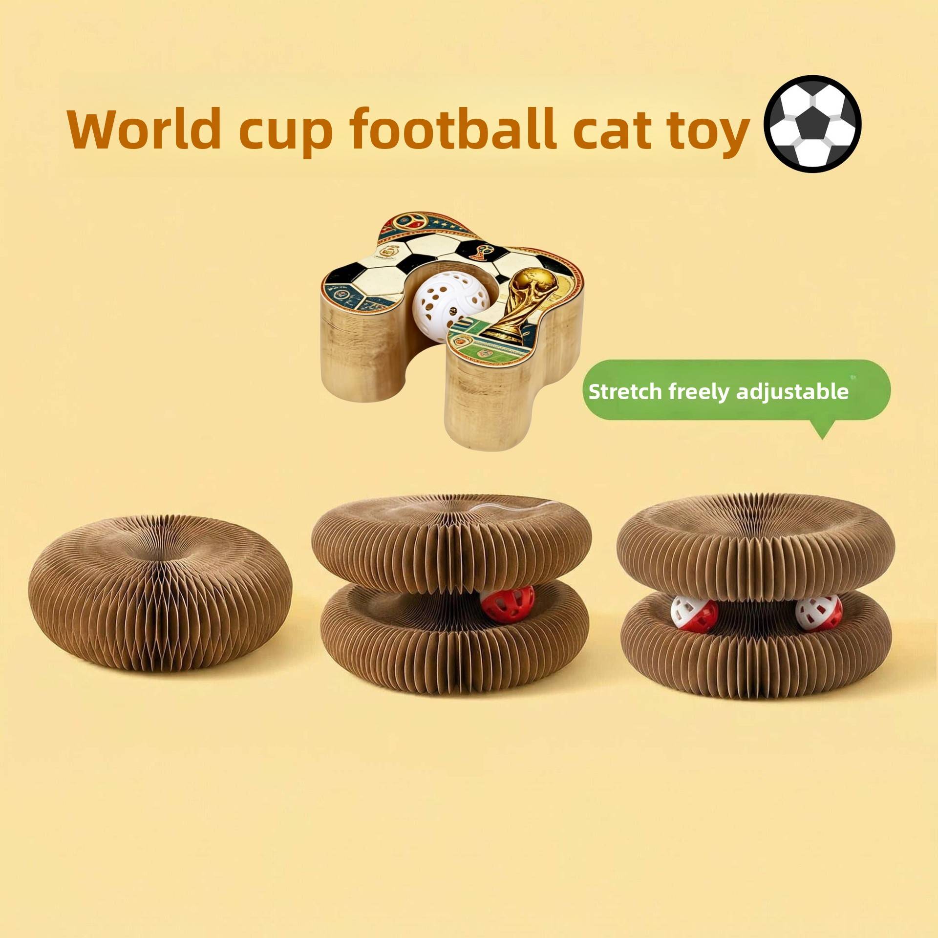 New World Cup Football Cat Toy Bell Ball, Retractable Cat Scratcher, Magnetic Multi-Function Cat Toy