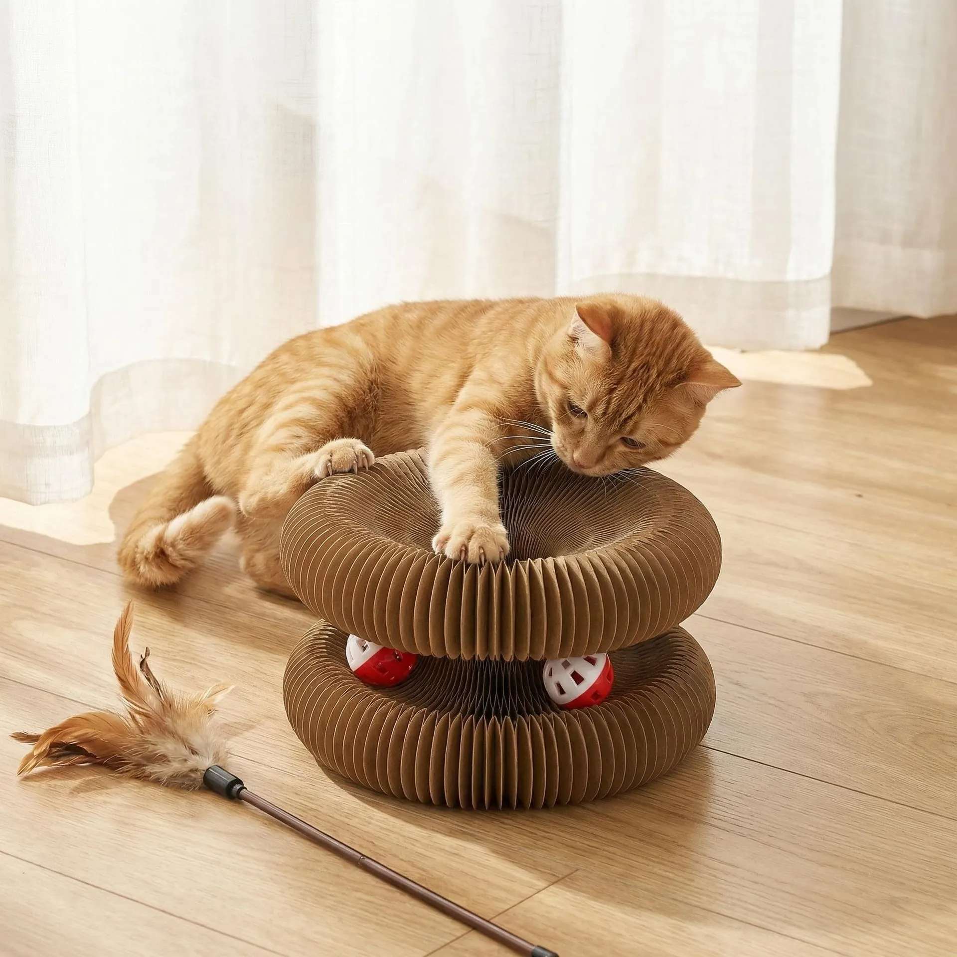 New World Cup Football Cat Toy Bell Ball, Retractable Cat Scratcher, Magnetic Multi-Function Cat Toy
