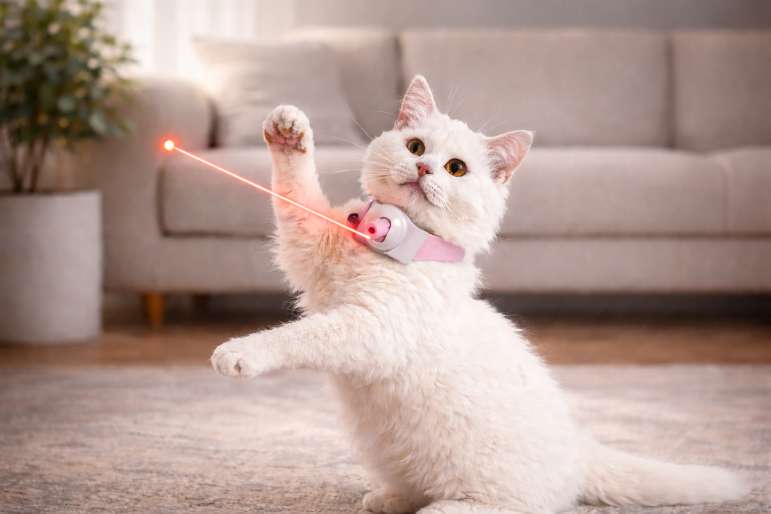 Cat Collar Laser Toy with Red Light, Interactive Cat Laser Toy for Bored Indoor Cats, Rechargeable Electric Laser Collar Toy