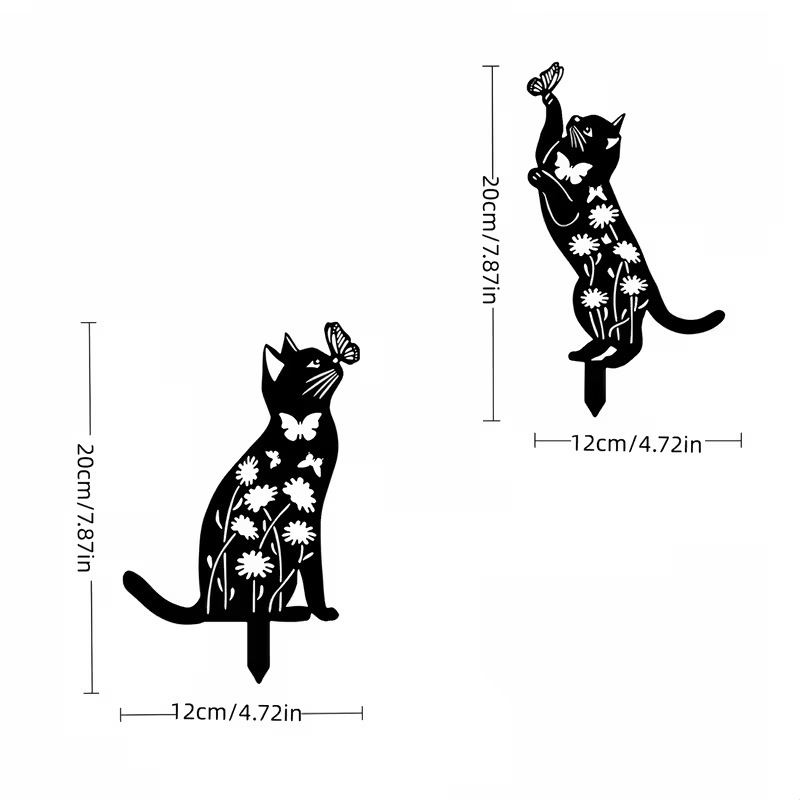 New iron art garden decoration, ground-mounted animal cat and dog lawn signs, courtyard ornaments and crafts