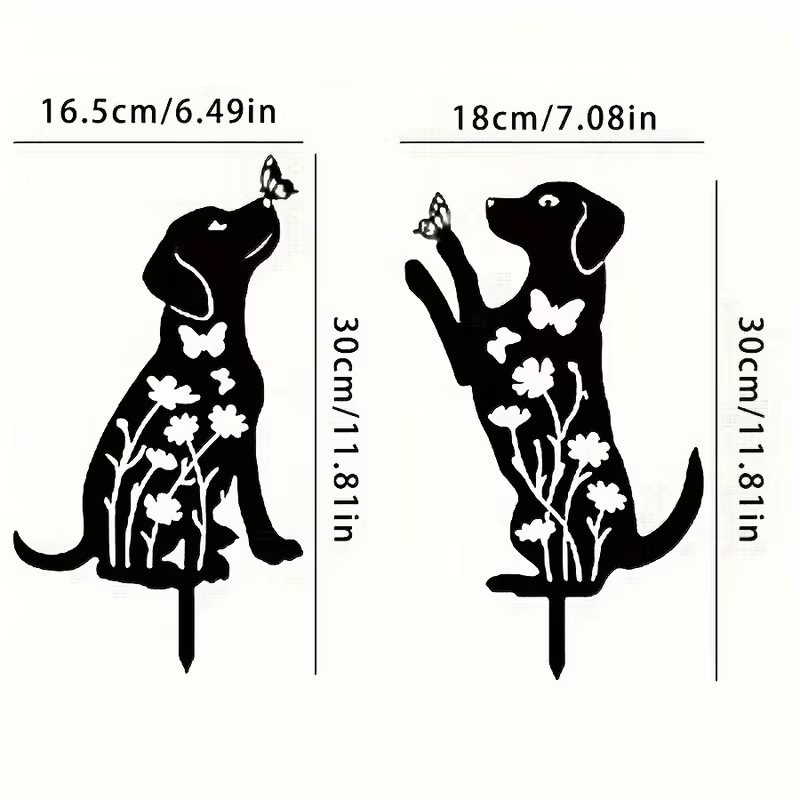 New iron art garden decoration, ground-mounted animal cat and dog lawn signs, courtyard ornaments and crafts