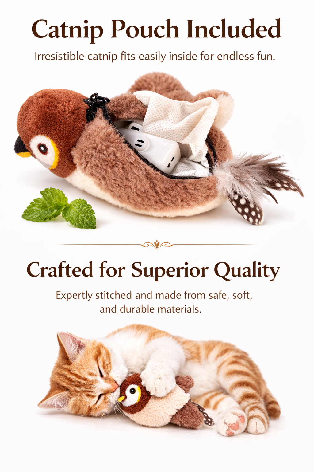 Flapping Bird Cat Toy with Realistic Chirping