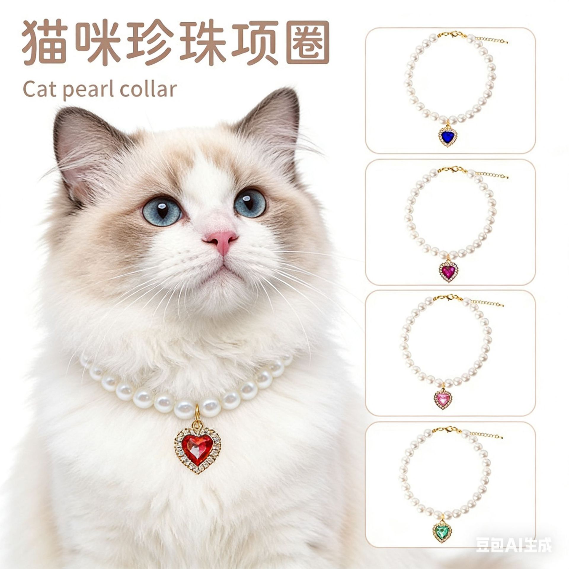 Bow tie collar, pearl fashion accessory collar, pet accessory, pearl bone pendant necklace, cat and dog collar