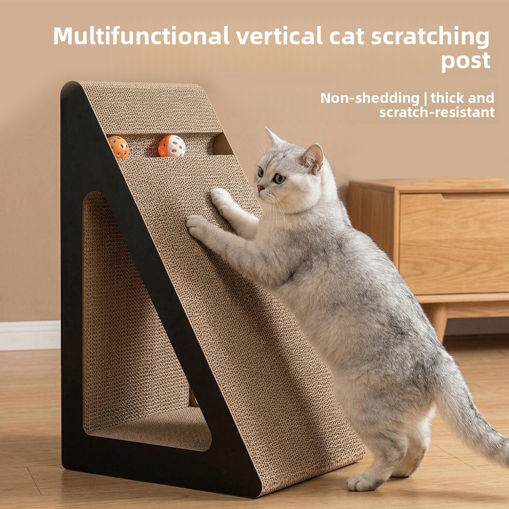 Vertical cat scratching board, sisal triangular shape, non-shedding, wear-resistant, scratch-resistant cat claw board toy, self-entertaining, boredom-relieving cat nest, cat claw board
