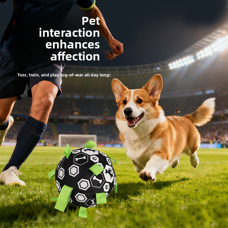 World Cup-themed outdoor football toy for dogs, durable and chew-resistant, boredom-relieving electric bell ball