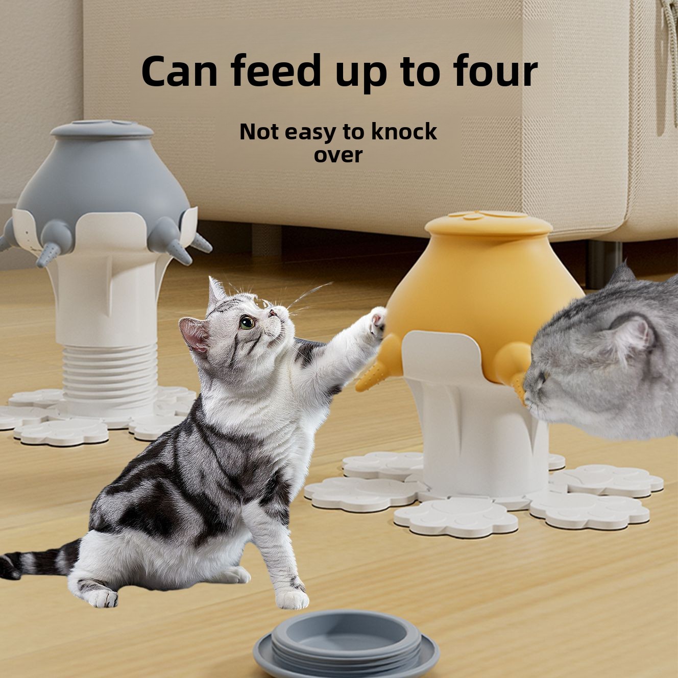 Pet bionic feeding device, equipped with 4 soft pacifiers, silicone suction cup anti-dumping design, suitable for kittens, puppies, rabbits and small newborn pets feeding supplies