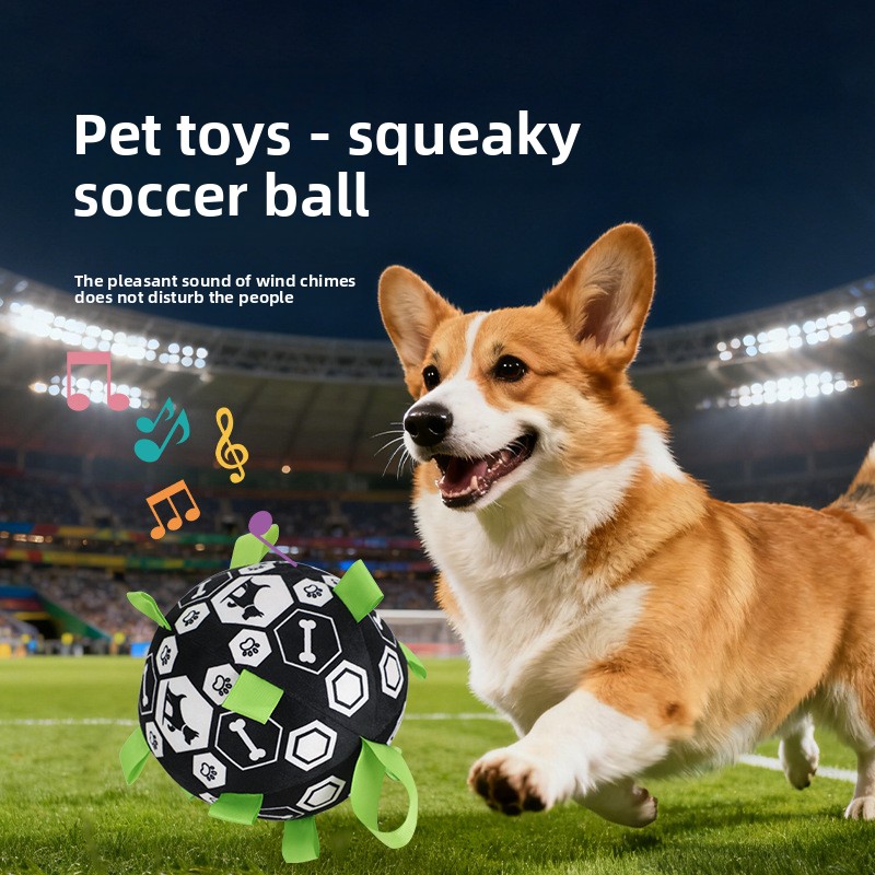 World Cup-themed outdoor football toy for dogs, durable and chew-resistant, boredom-relieving electric bell ball