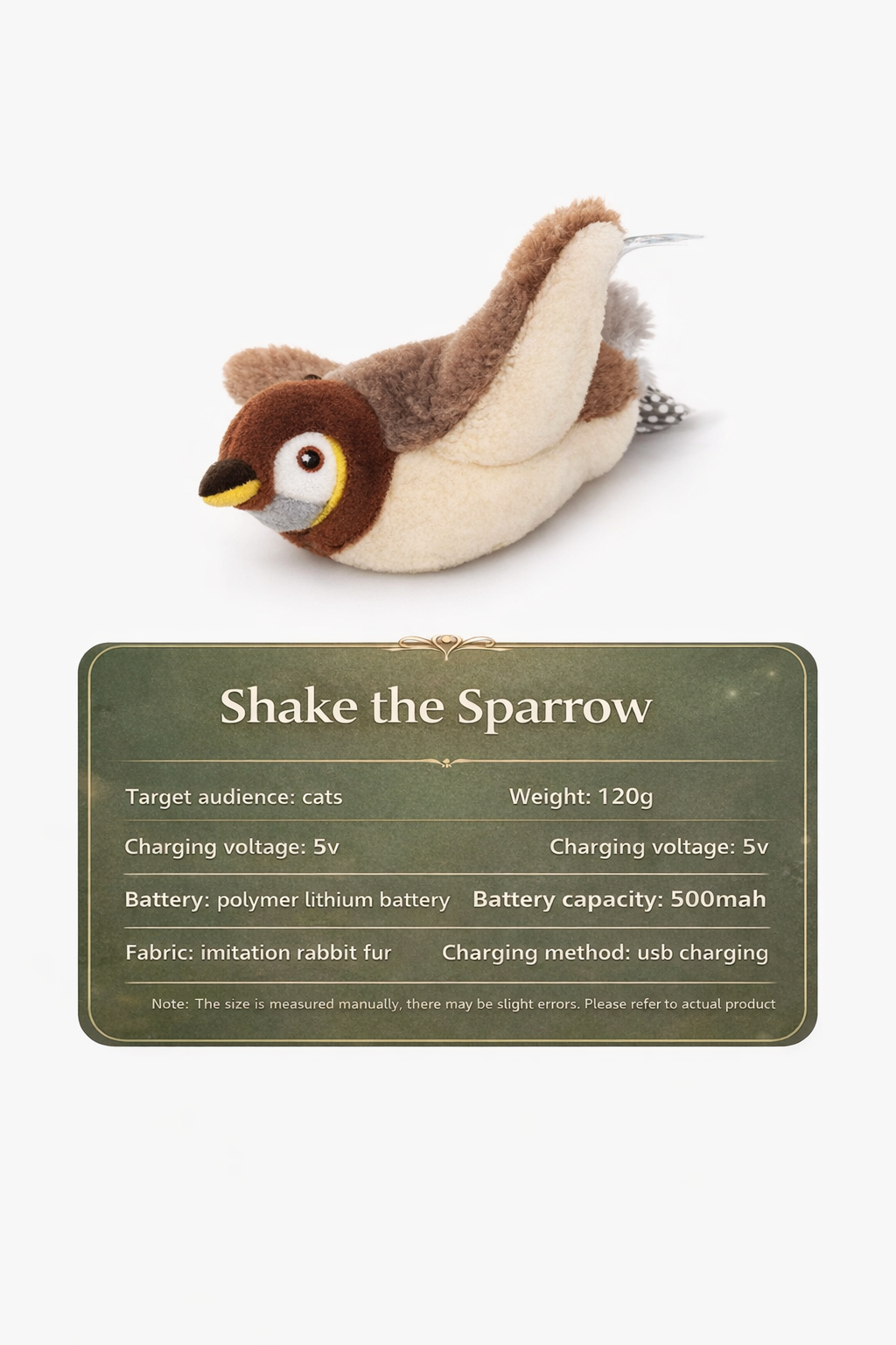 Flapping Bird Cat Toy with Realistic Chirping