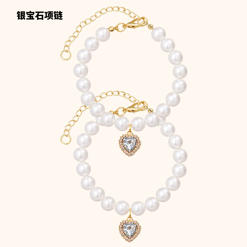 Bow tie collar, pearl fashion accessory collar, pet accessory, pearl bone pendant necklace, cat and dog collar